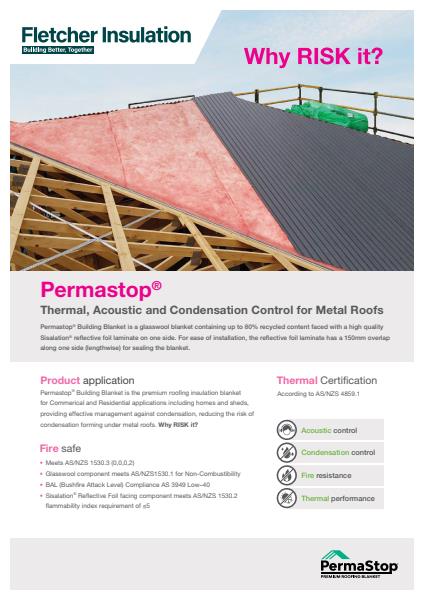 Permastop Thermal, Acoustic and Condensation Control for Metal Roofs