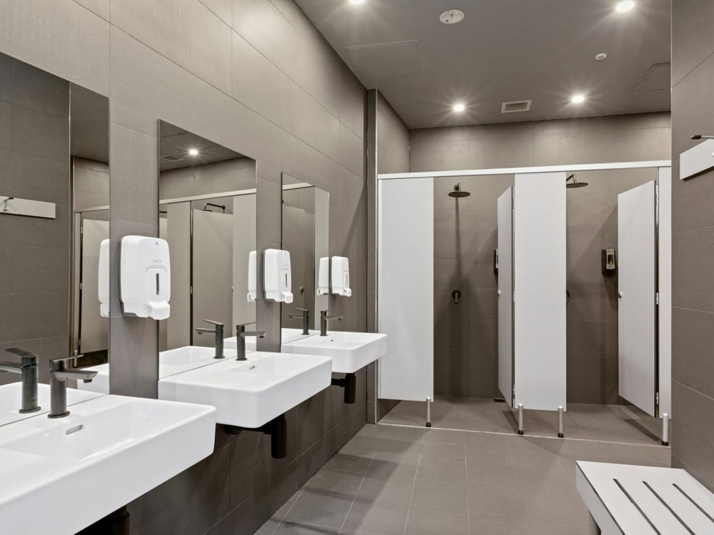 Pedestal Mounted Overhead Braced Toilet & Shower Partitions at Club Lime Penrith