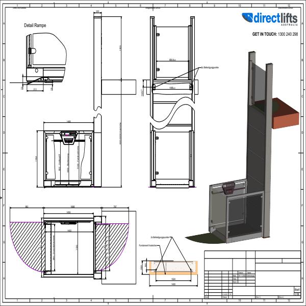 Unaporte Wheelchair Lift Drawing A