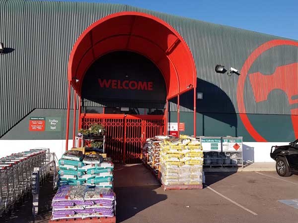ATDC has supplied the security door at&nbsp;the Bunnings Inglewood store in&nbsp;a red powder-coated finish
