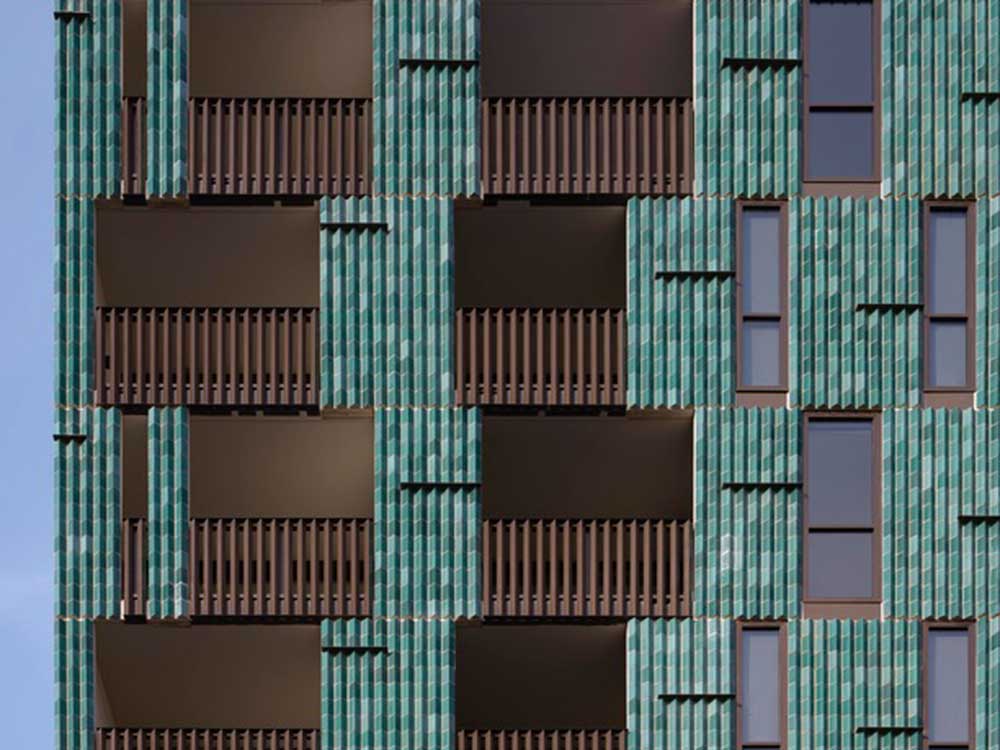 Brick inlay facade on Tan Tat BTR apartments 
