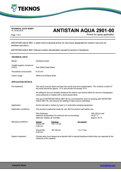 Antistain Aqua 2901 technical data sheet 1