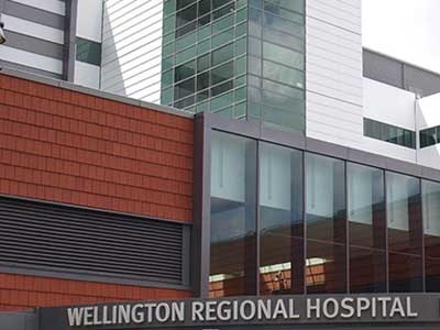 Nullarbor terracotta roof tiles on the Wellington Hospital facade
