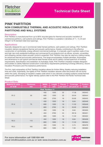 Technical Data Sheet Pink Partition