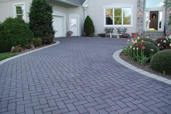 grey brick pavers driveway