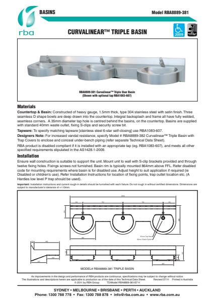Stainless Steel Curvalinear Triple User Basin