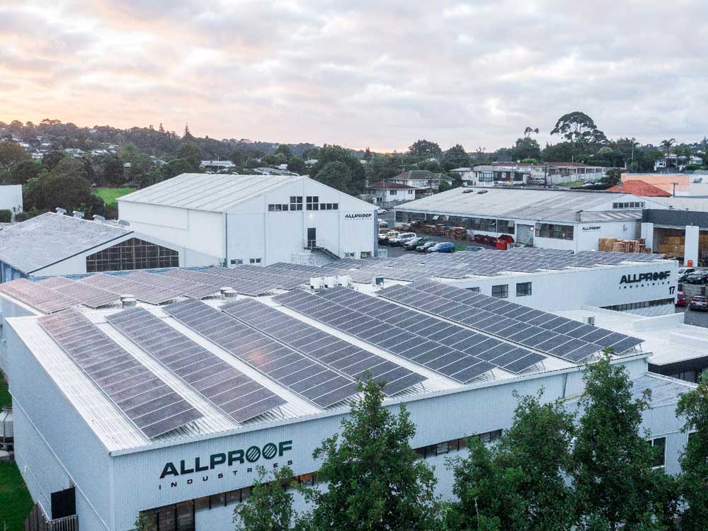 Allproof's solar installation at its North Shore manufacturing facility