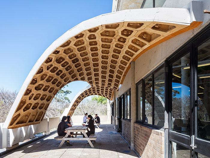 Stunning geometric Ecoply shelter at Sydney University