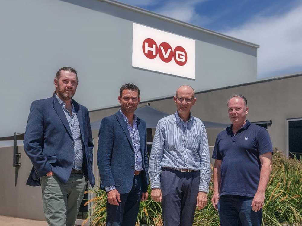 (L-R) From HVG Peter Gaw, Mark Thomson & Bruce Rayment, and from Wilsonart Australia Andrew Janka