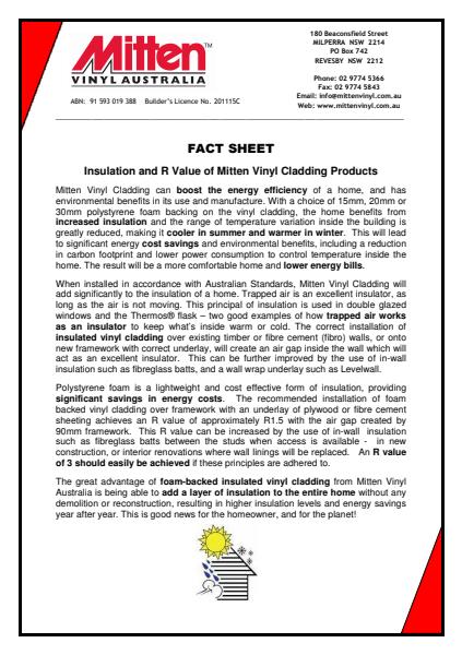 Insulation Fact Sheet