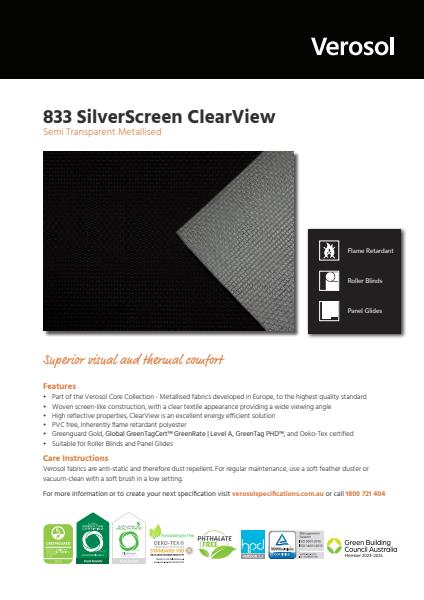 833 SilverScreen ClearView Specification