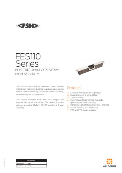FSH FES110 Product Catalogue 