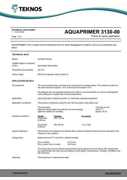 AquaPrimer 3130 technical data sheet