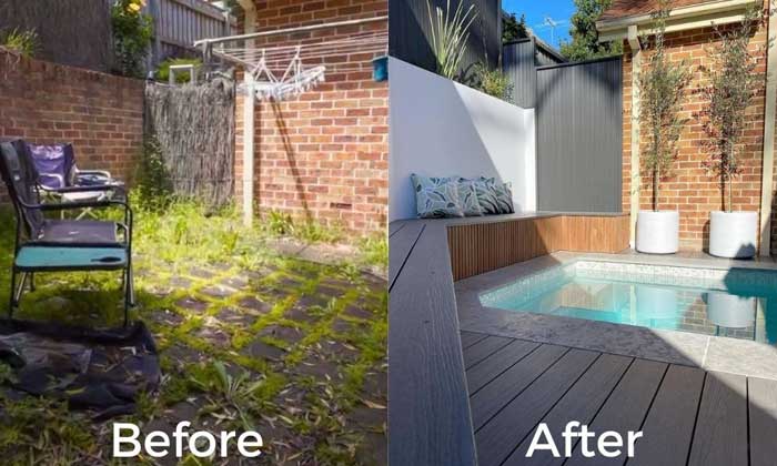 Before and after the backyard makeover