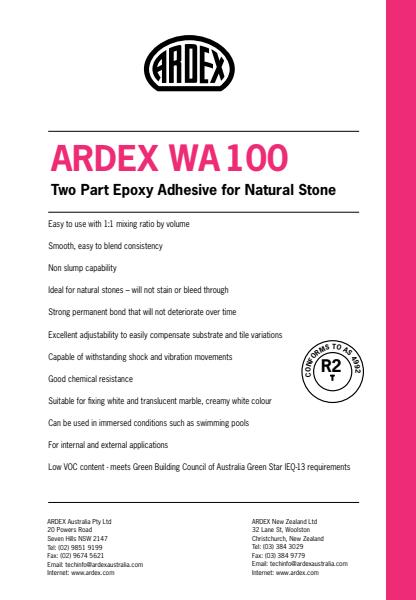ARDEX WA 100 Two Part Epoxy Adhesive for Natural Stone