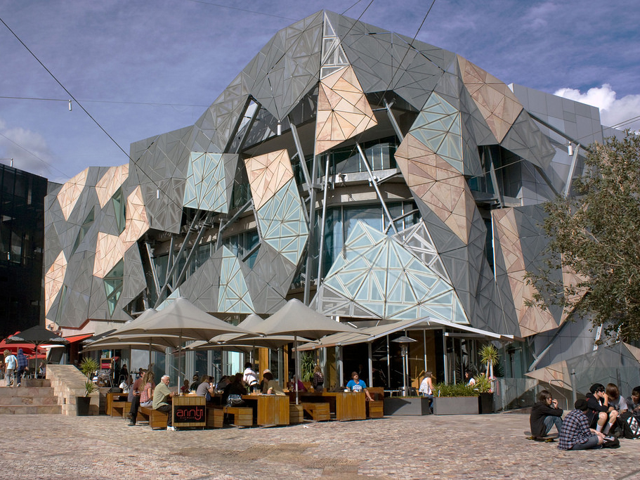 The proposed redesign of Federation Square includes demolishing the iconic Yarra building for an Apple store. Image: shutterstock.com
