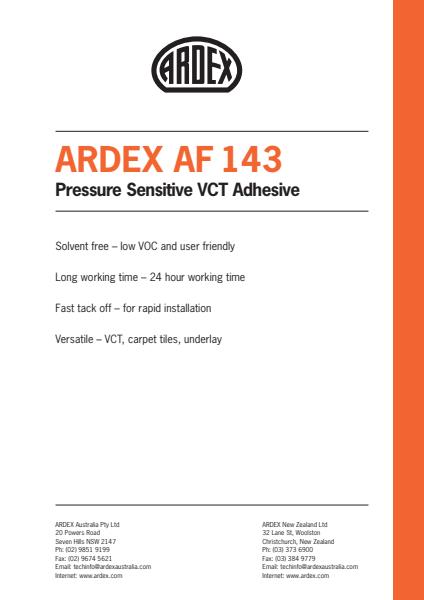 ARDEX AF 143 Pressure Sensitive Vinyl Adhesive