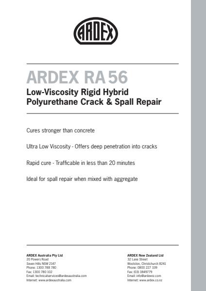 ARDEX RA 56 - Low Viscosity Rigid Hybrid Polyurethane Crack & Spall Repair