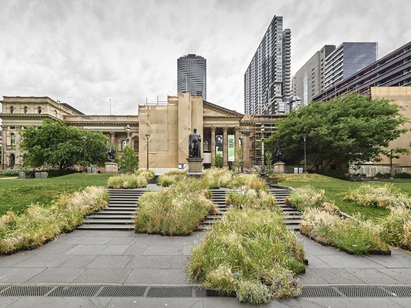 Repair, Australia&#39;s pavilion at the 2018 Venice Biennale, will be similar to artist Linda Tegg&#39;s grasslands installation at the State Library of Victoria. Image: Linda Tegg
