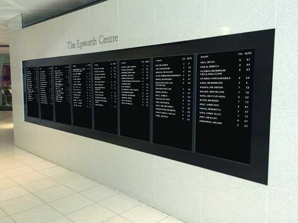 JDS digital directory boards at Epworth Healthcare
