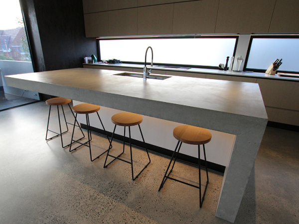 Polished concrete benchtops