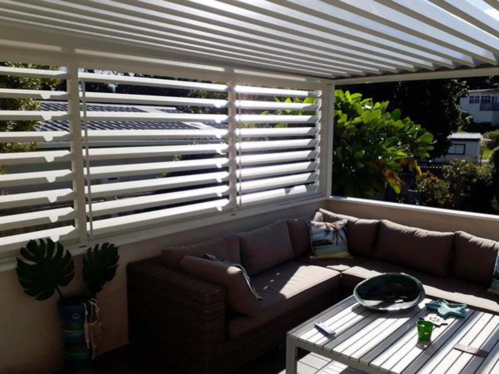 Outdoor room featuring louvres