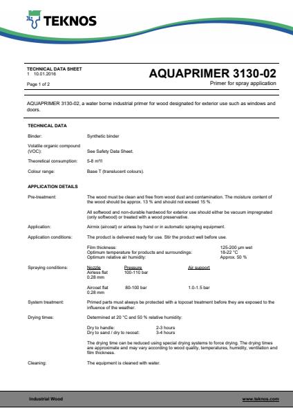 AquaPrimer 3130 technical data sheet 2