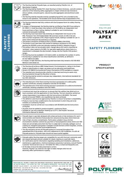 Polysafe Apex Spec sheet