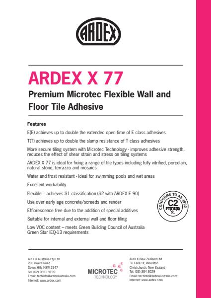 ARDEX X 77 - Premium Microtec Flexible Wall and Floor Tile Adhesive
