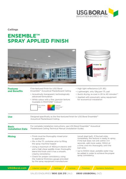 Knauf Ensemble Spray Applied Finish Technical Data Sheet