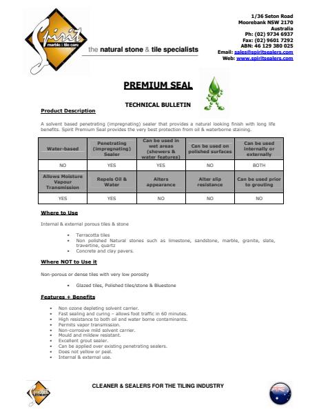 Premium Seal Technical Bulletin