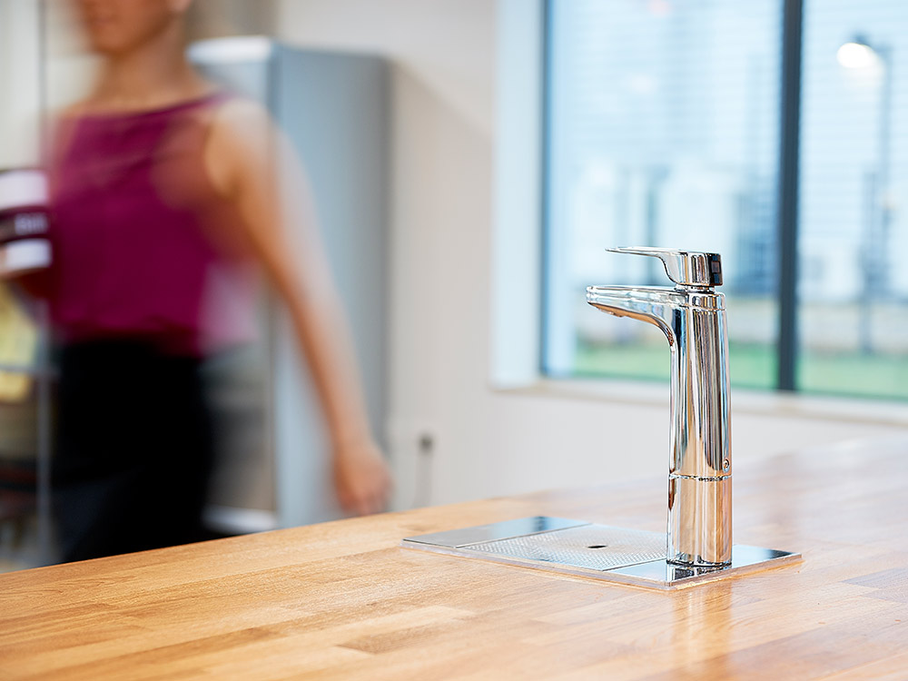 Billi filtered water tap in office work space for wellbeing