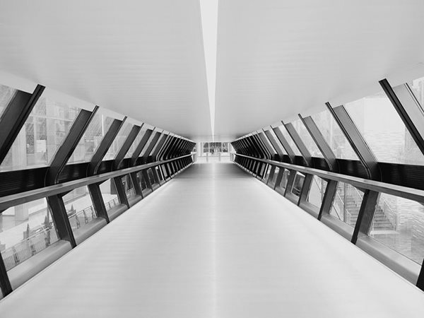 Glass-windowed corridor