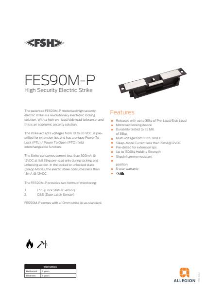 FSH FES90M P Series Electric Strikes Product Catalogue 