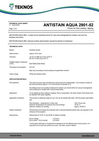Antistain Aqua 2901 technical data sheet 2
