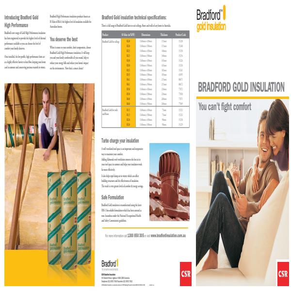 Bradford™ Gold Insulation Product Brochure