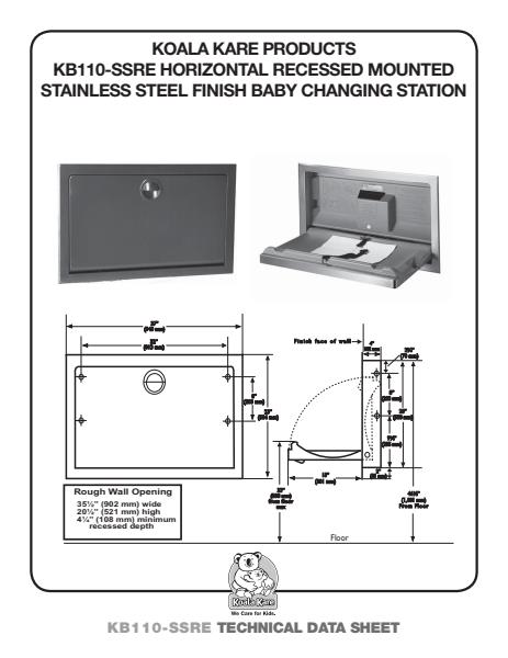 Horizontal Recessed Mounted Stainless Steel Changing Station