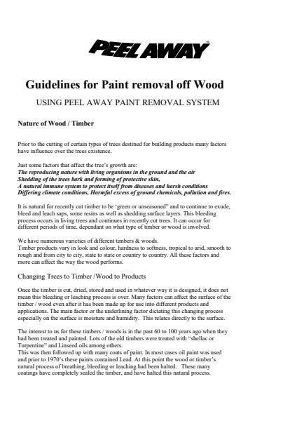 Stripping of Wood and Timber Guide Sheet