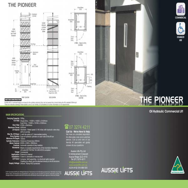 Aussie Lifts Pioneer brochure